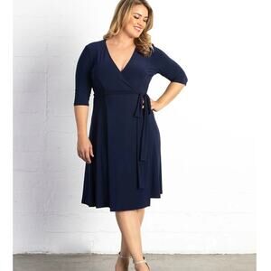 NWT Kiyonna Essential Wrap Dress Navy Sz 4X